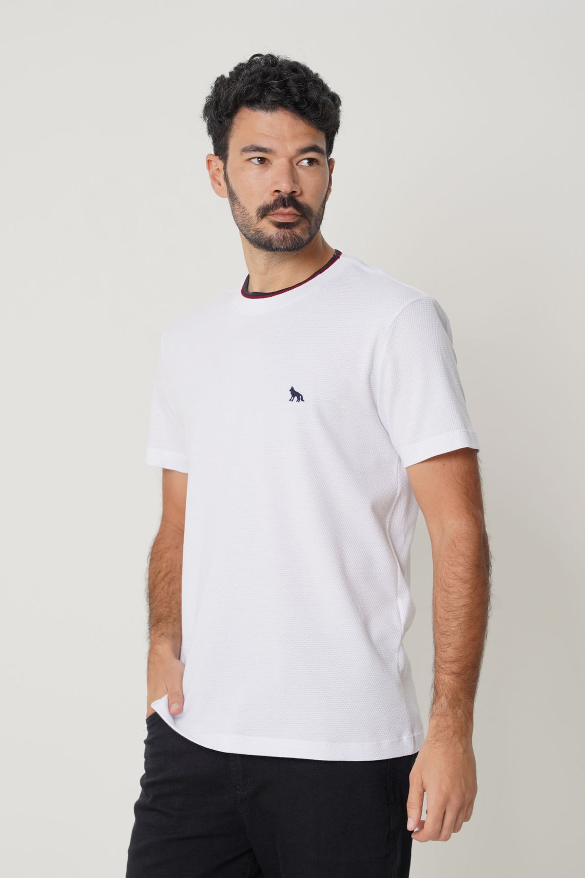 Camiseta Casual Com Bordado Masculina Acostamento Branco