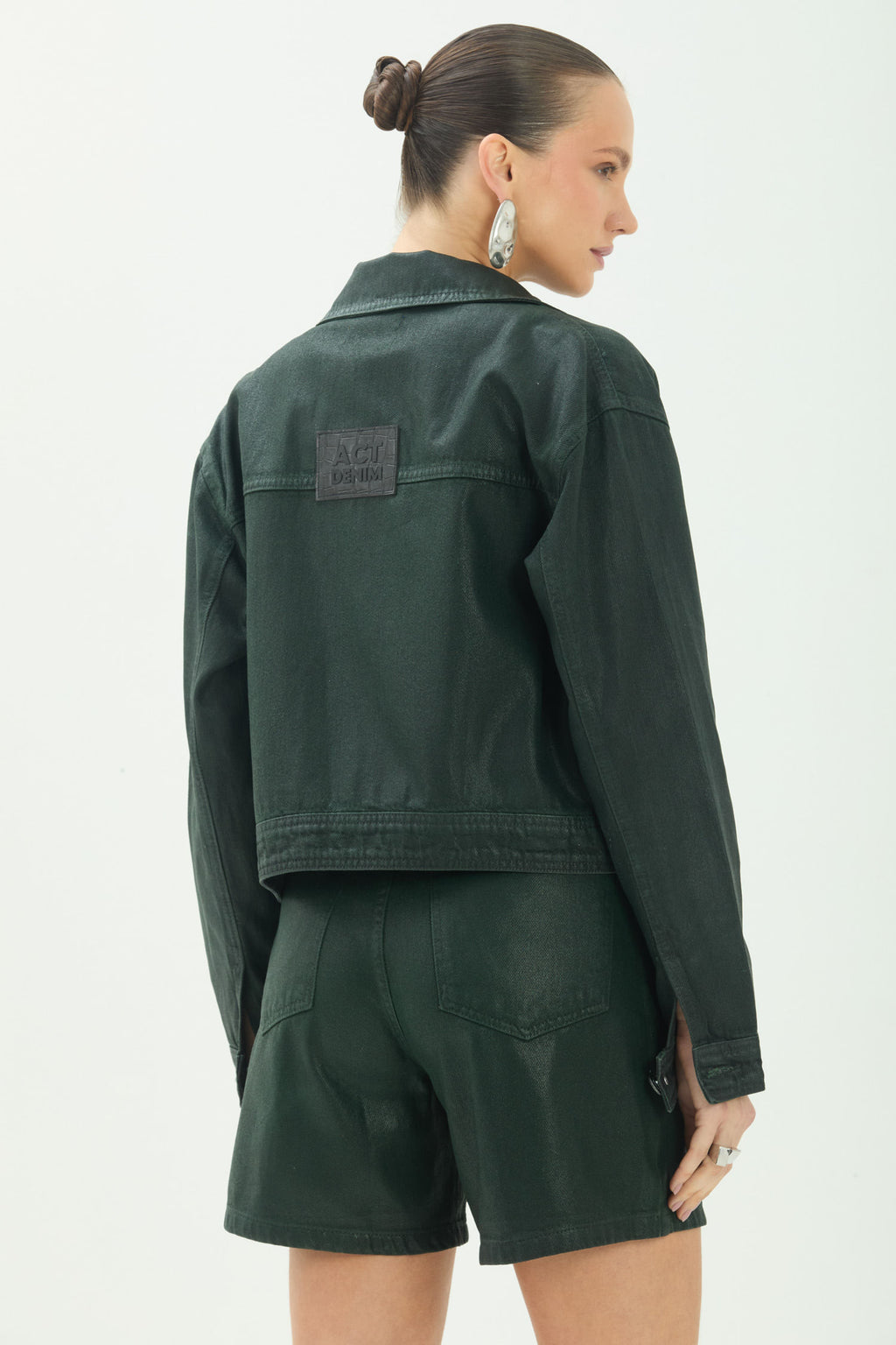 Jaqueta Jeans Com Botões ACT Feminina Deep Forest