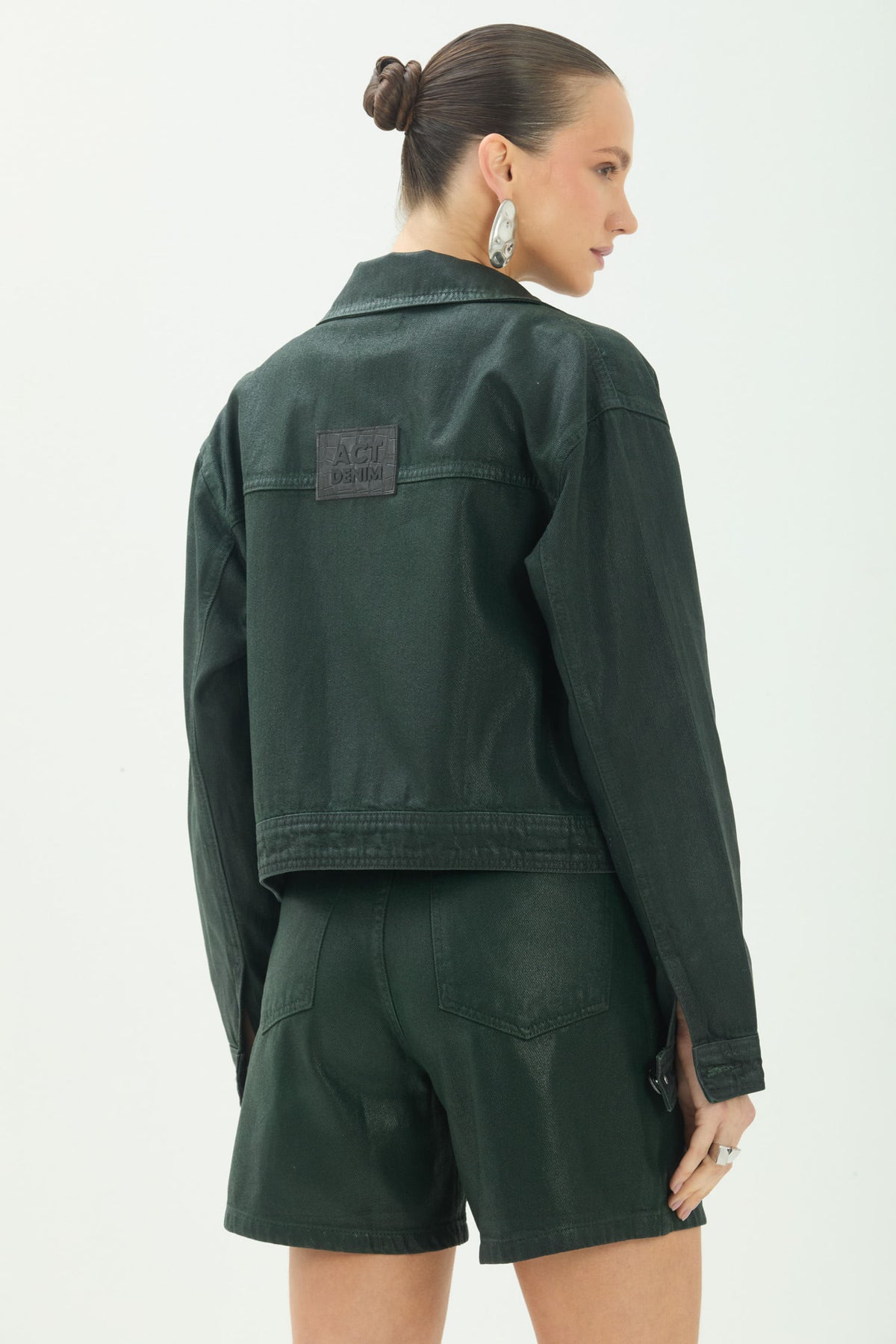 Jaqueta Jeans Com Botões ACT Feminina Deep Forest