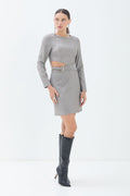 Vestido Alfaiataria Vazado Cinto ACT Feminino Light Silver