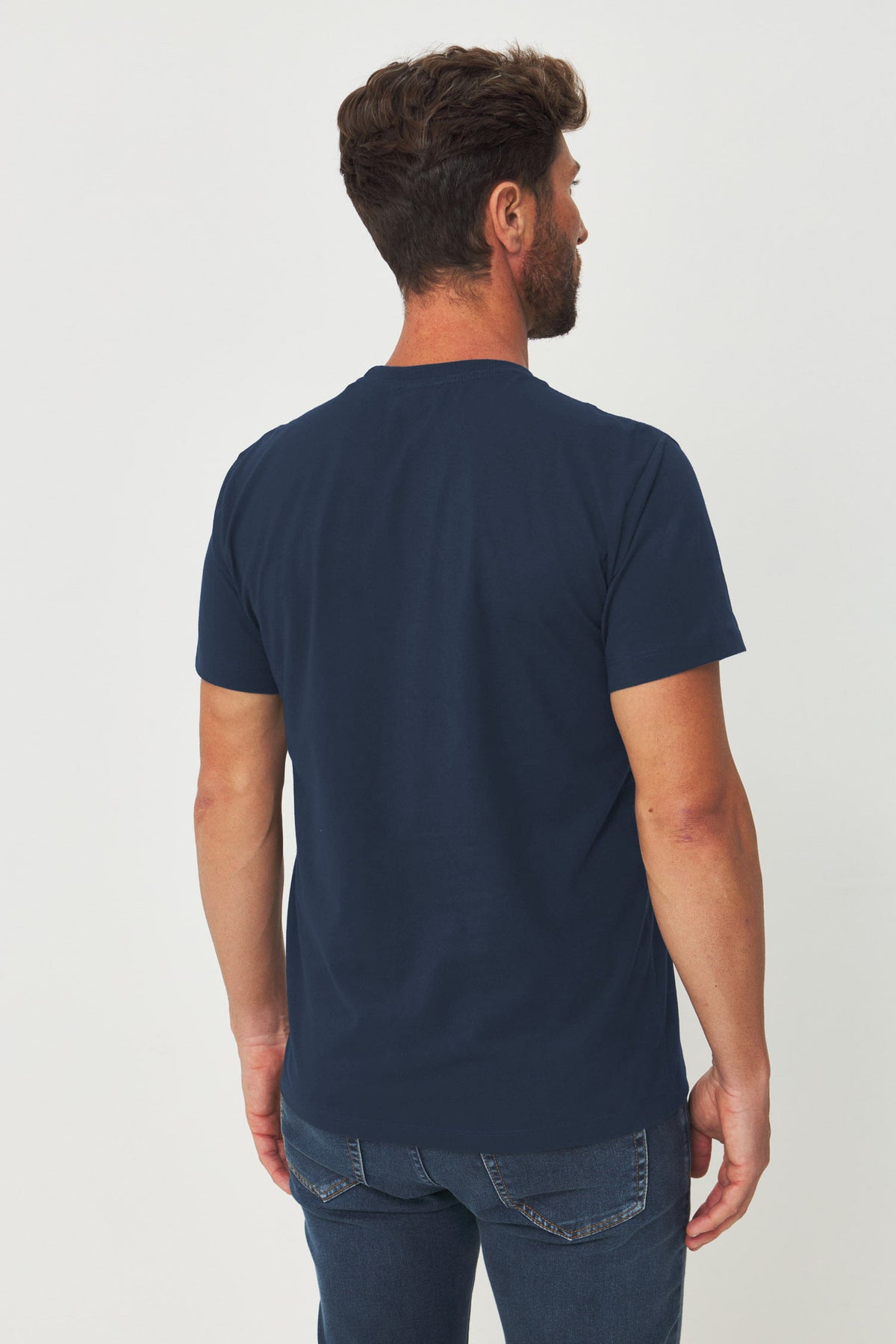 Camiseta Casual Estampada Masculino Acostamento Azul Navy