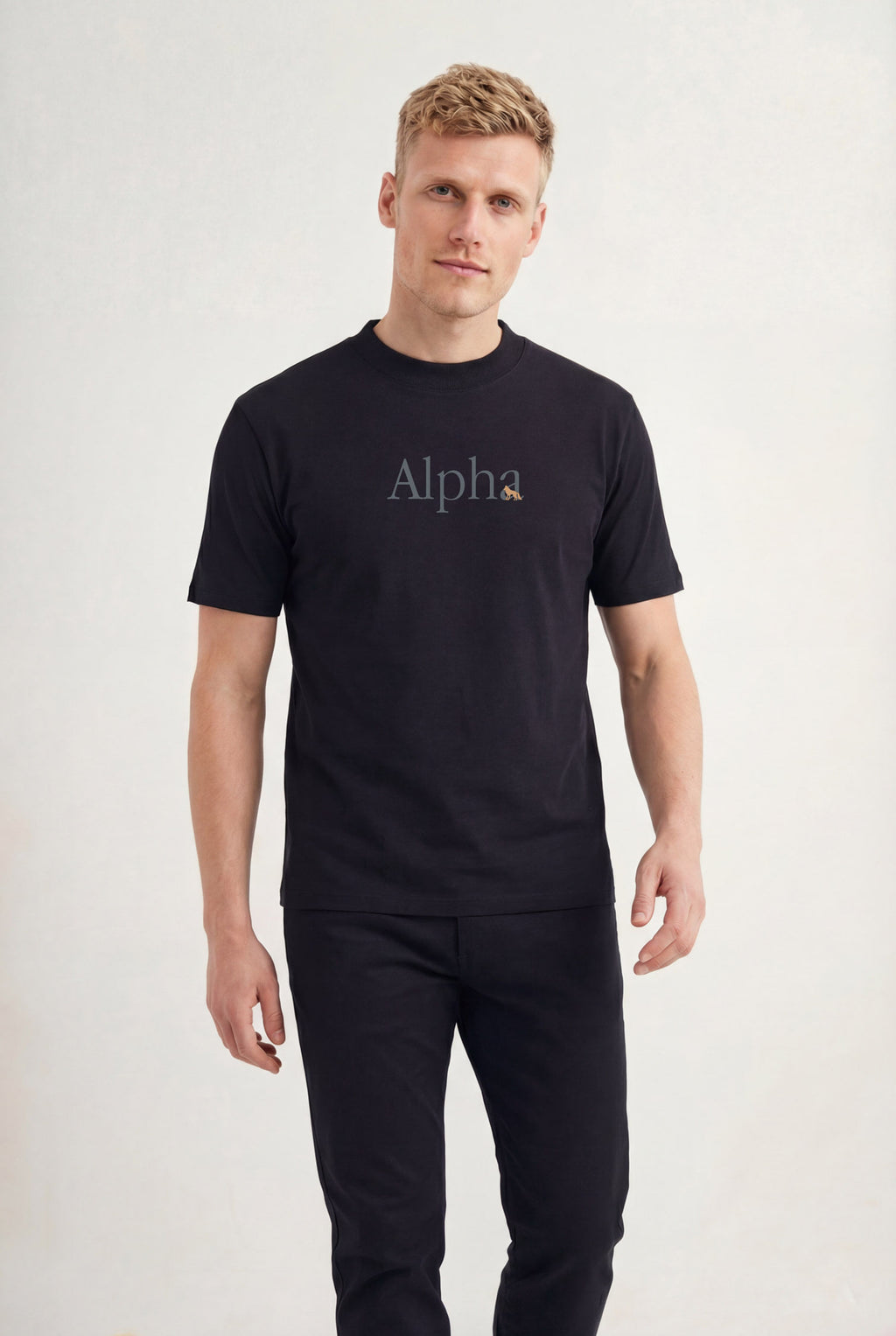 Camiseta Alpha Minimalista Masculina Acostamento Preto