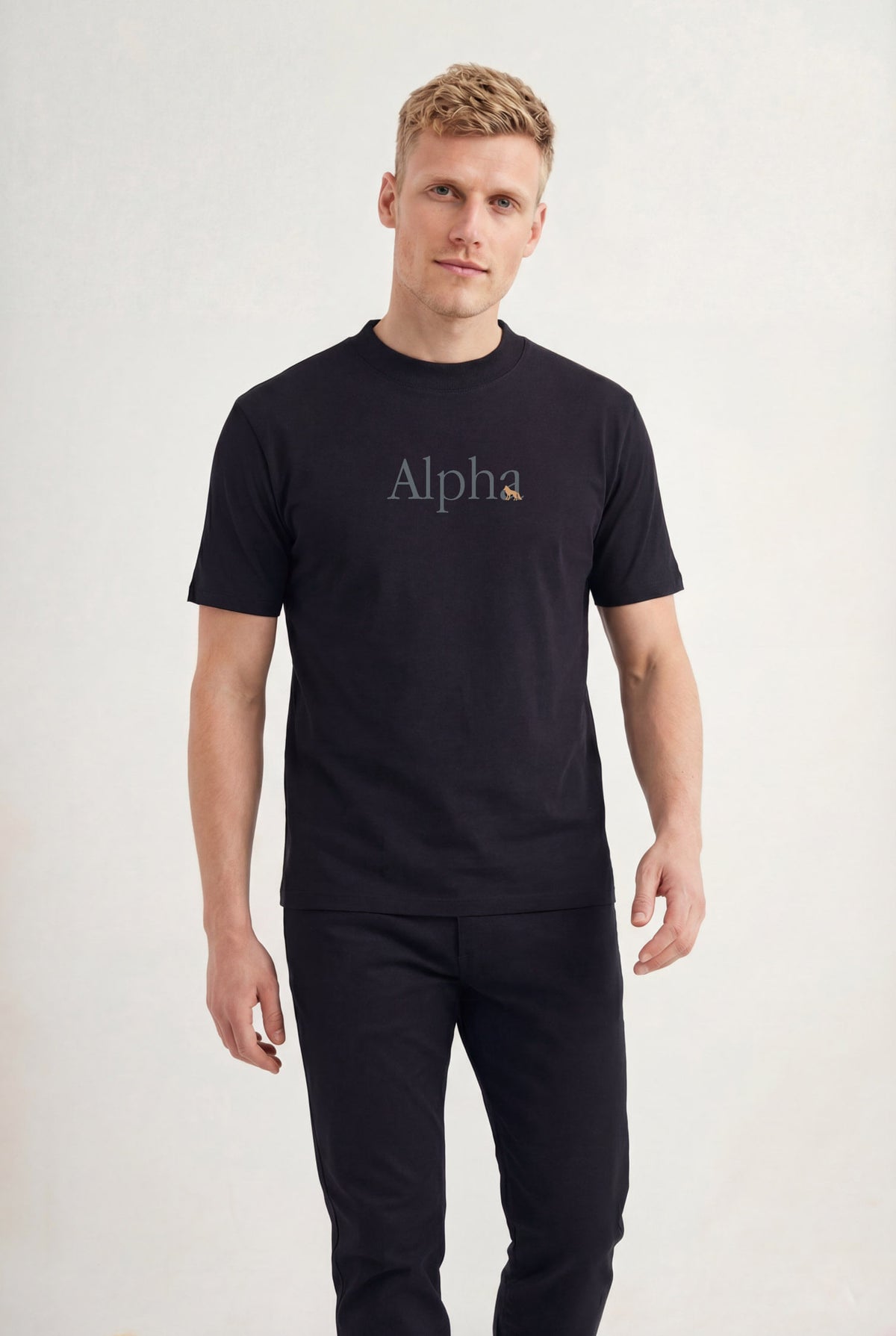 Camiseta Alpha Minimalista Masculina Acostamento Preto