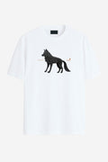 Camiseta Wolf Print Masculina Acostamento Branco