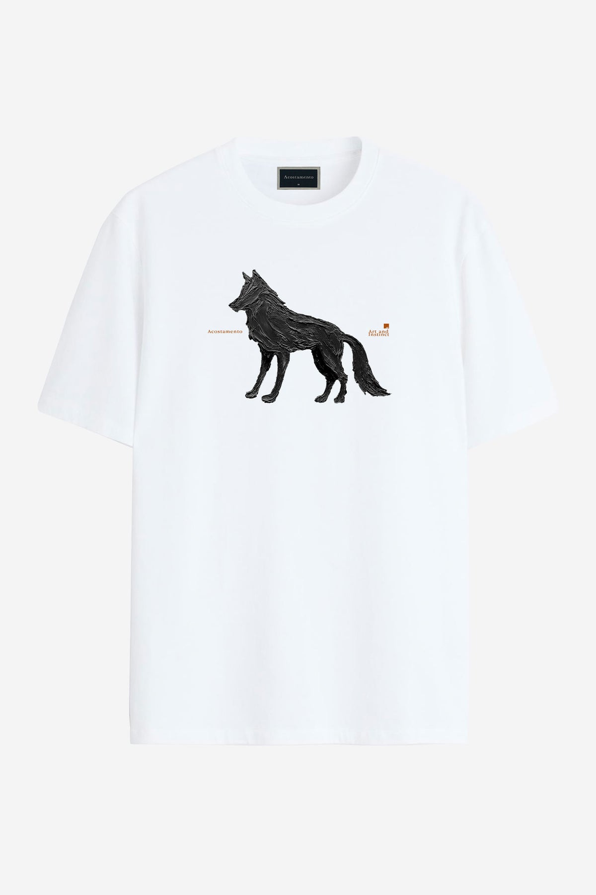 Camiseta Wolf Print Masculina Acostamento Branco