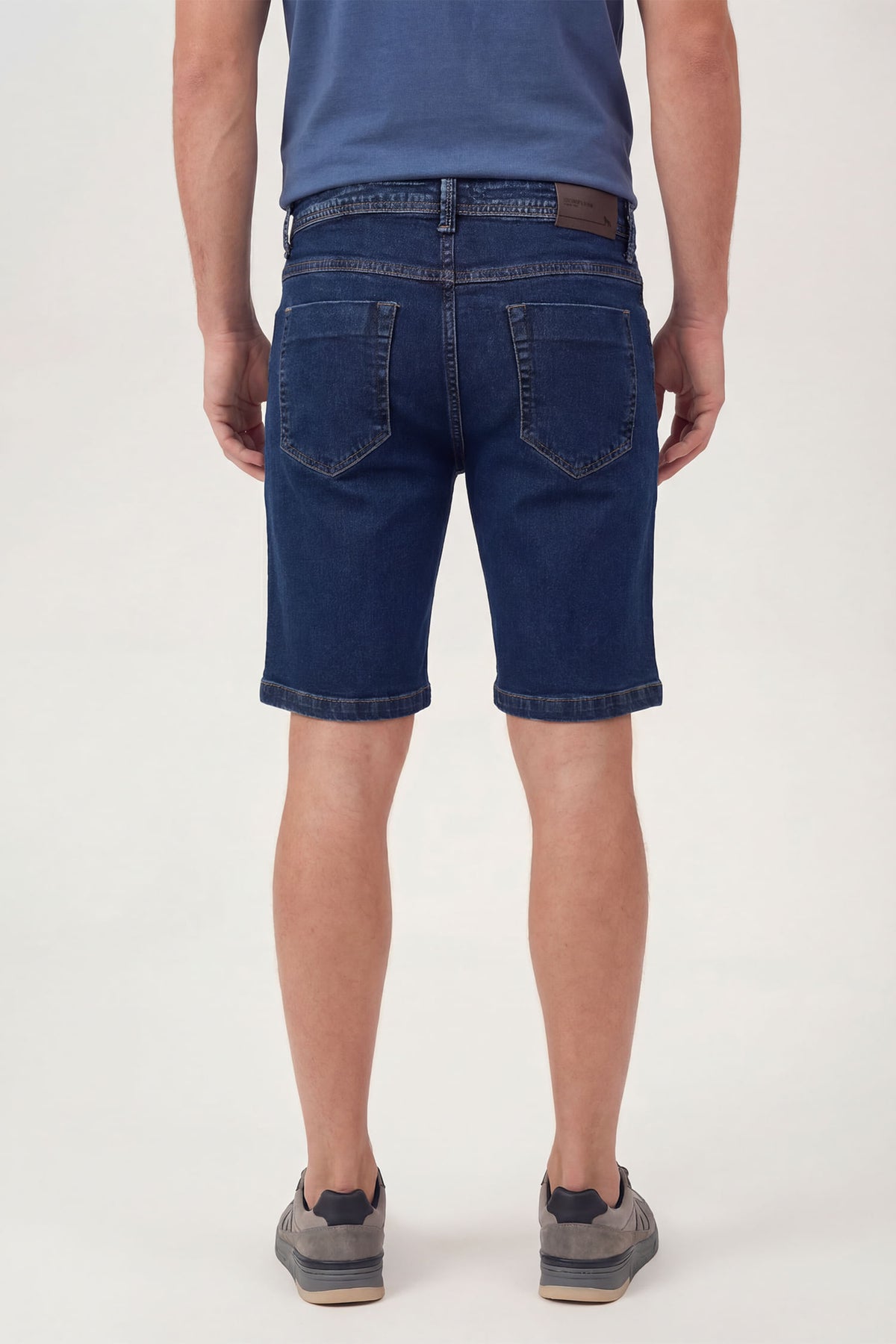 Bermuda Jeans Casual Masculina Acostamento Jeans Escuro