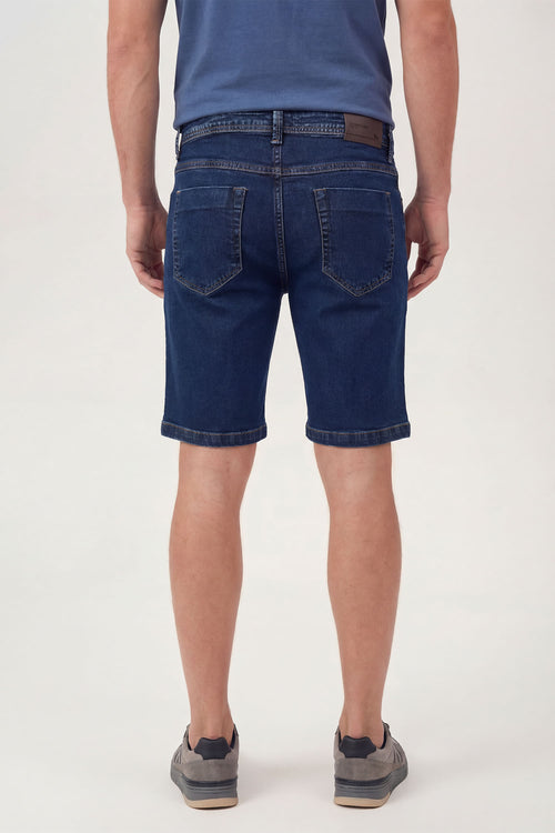 Bermuda Jeans Casual Masculina Acostamento Jeans Escuro
