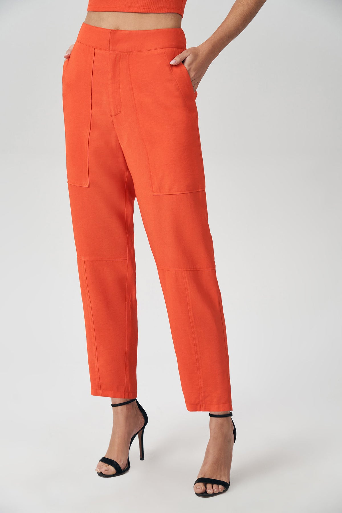 Calça Sarja Recorte Feminina Acostamento Orange Rust