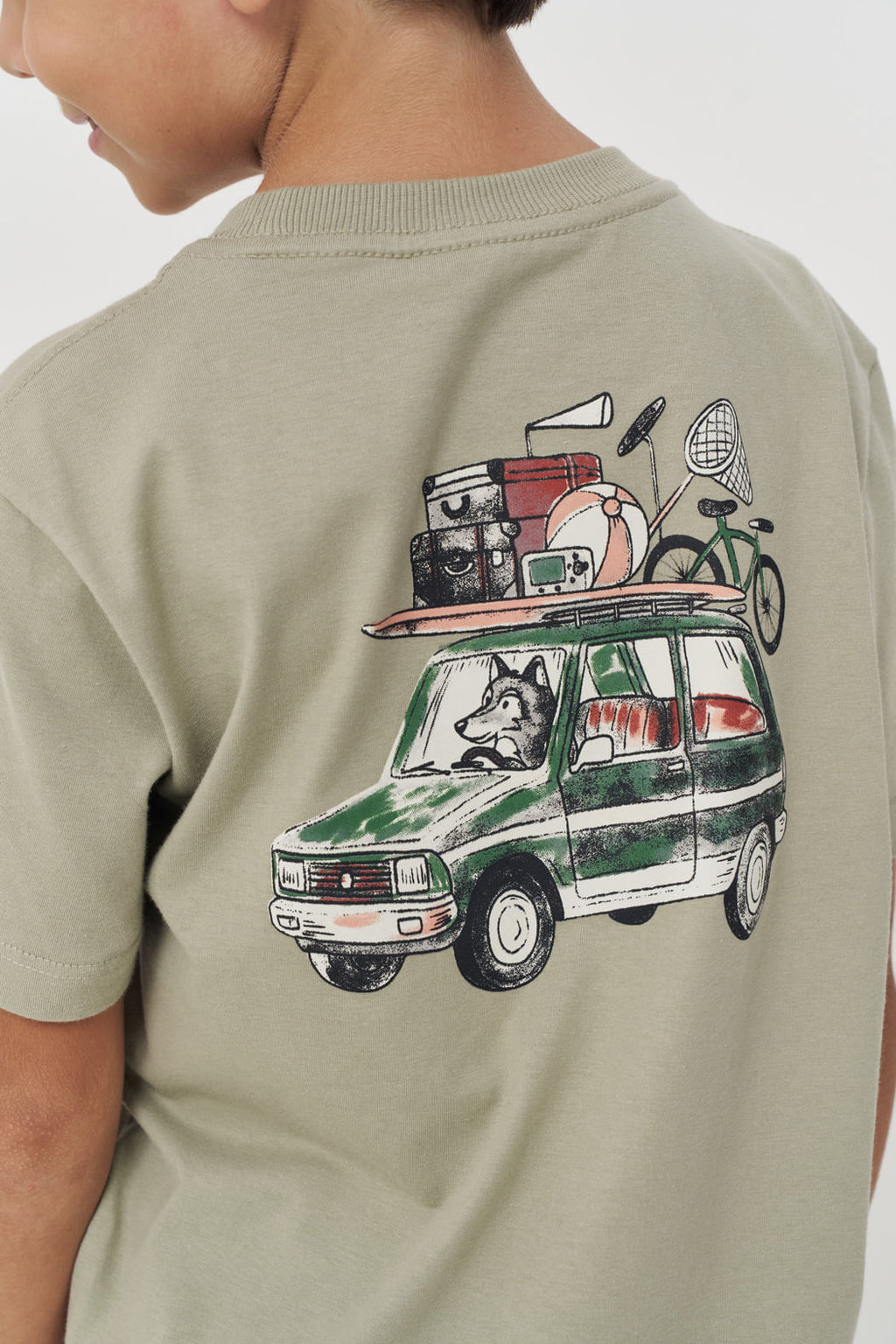 Camiseta Estampado Costas Menino Acostamento Next Verde Salvia