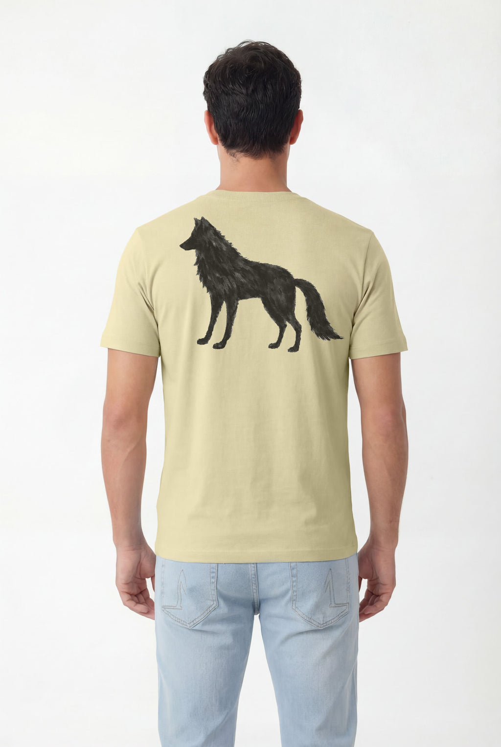 Camiseta Casual Estampa Lobo Masculina Acostamento Amarelo Sunlight