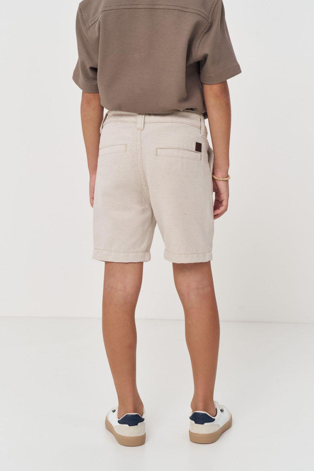 Bermuda Basic Com Bolsos Menino Acostamento Next Bege