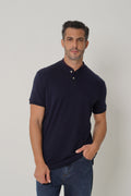 Polo Gola Padre Masculina Acostamento Marinho