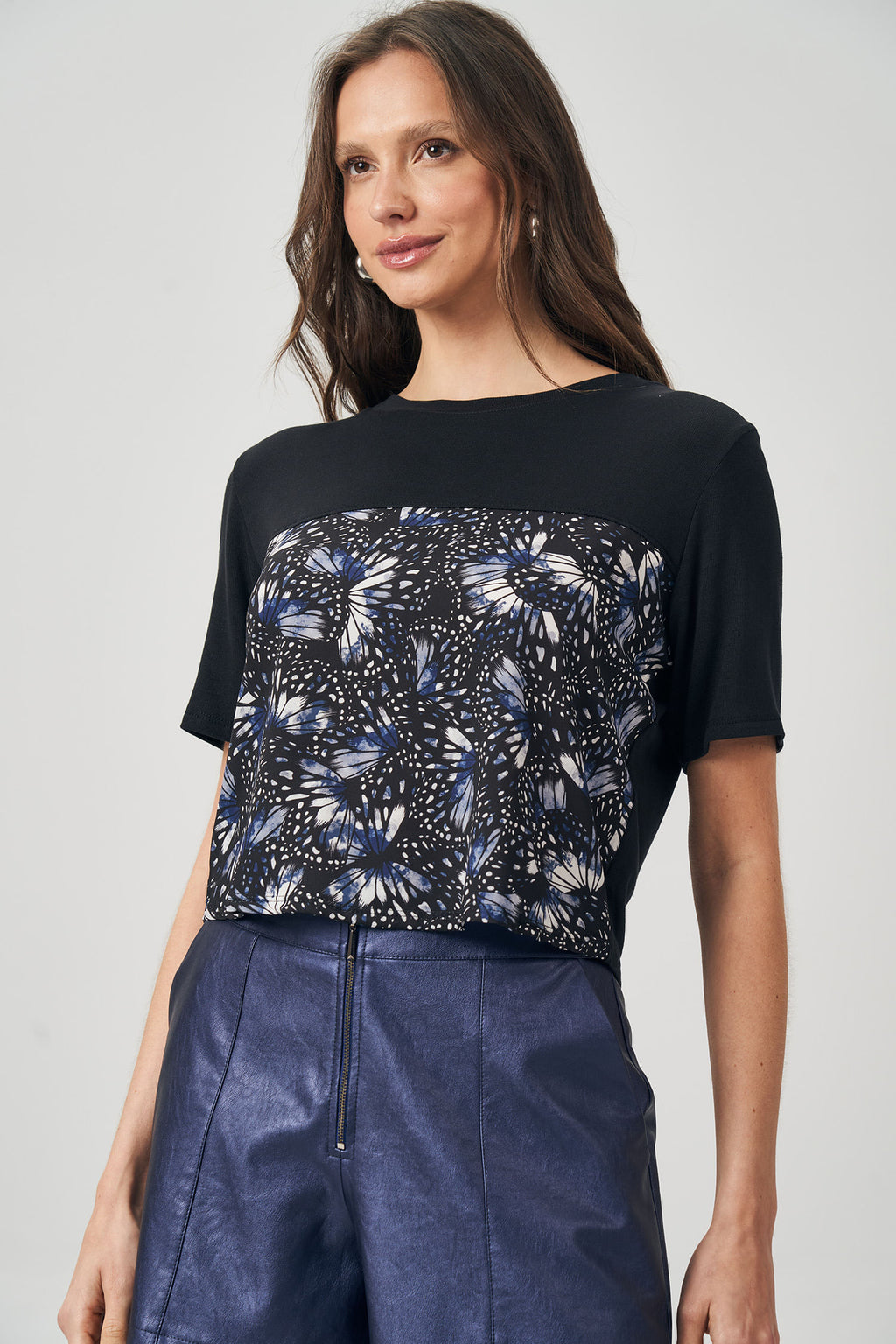 T-Shirt Recort Print Feminina Acostamento Breeze