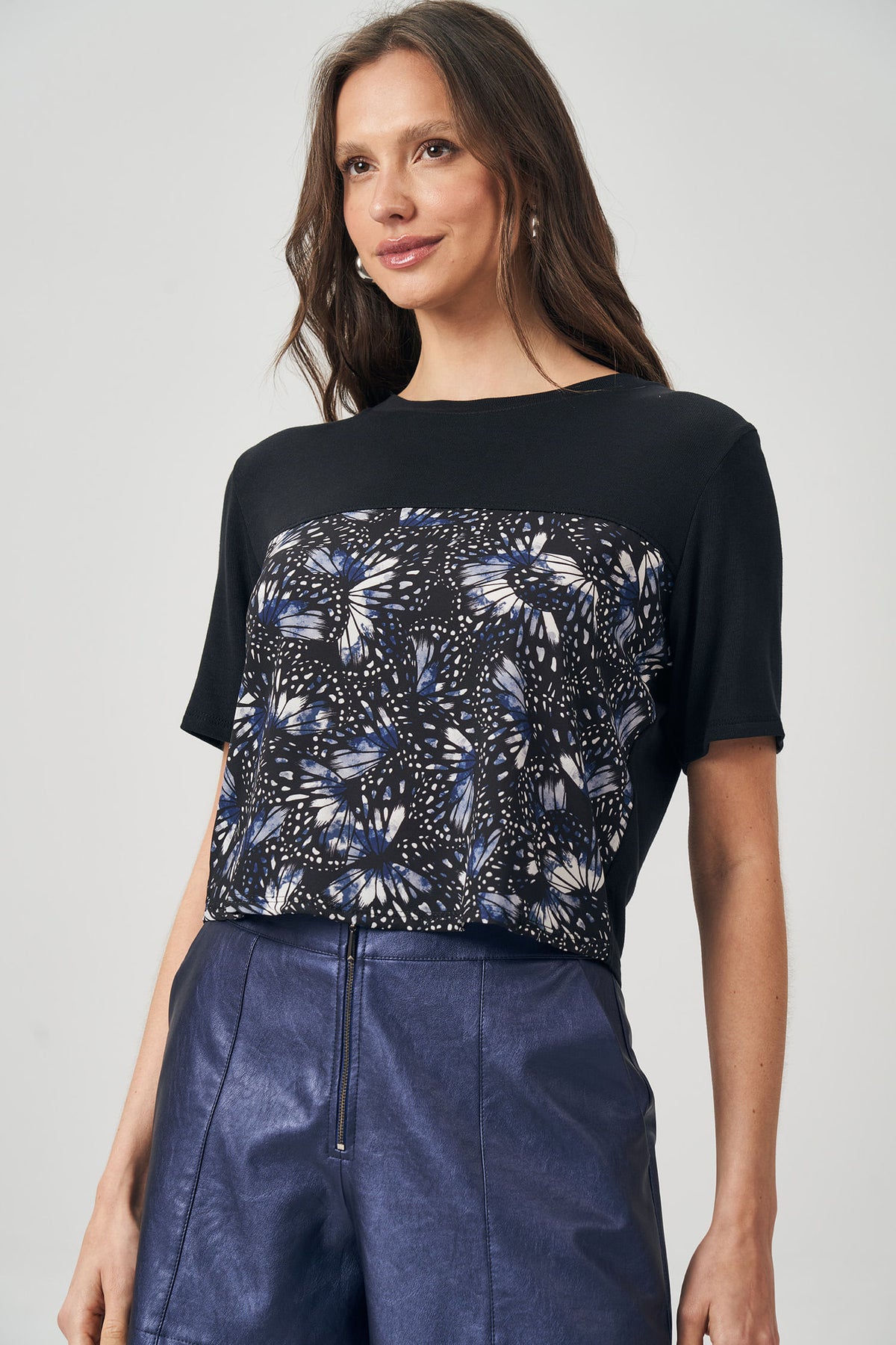T-Shirt Recort Print Feminina Acostamento Breeze