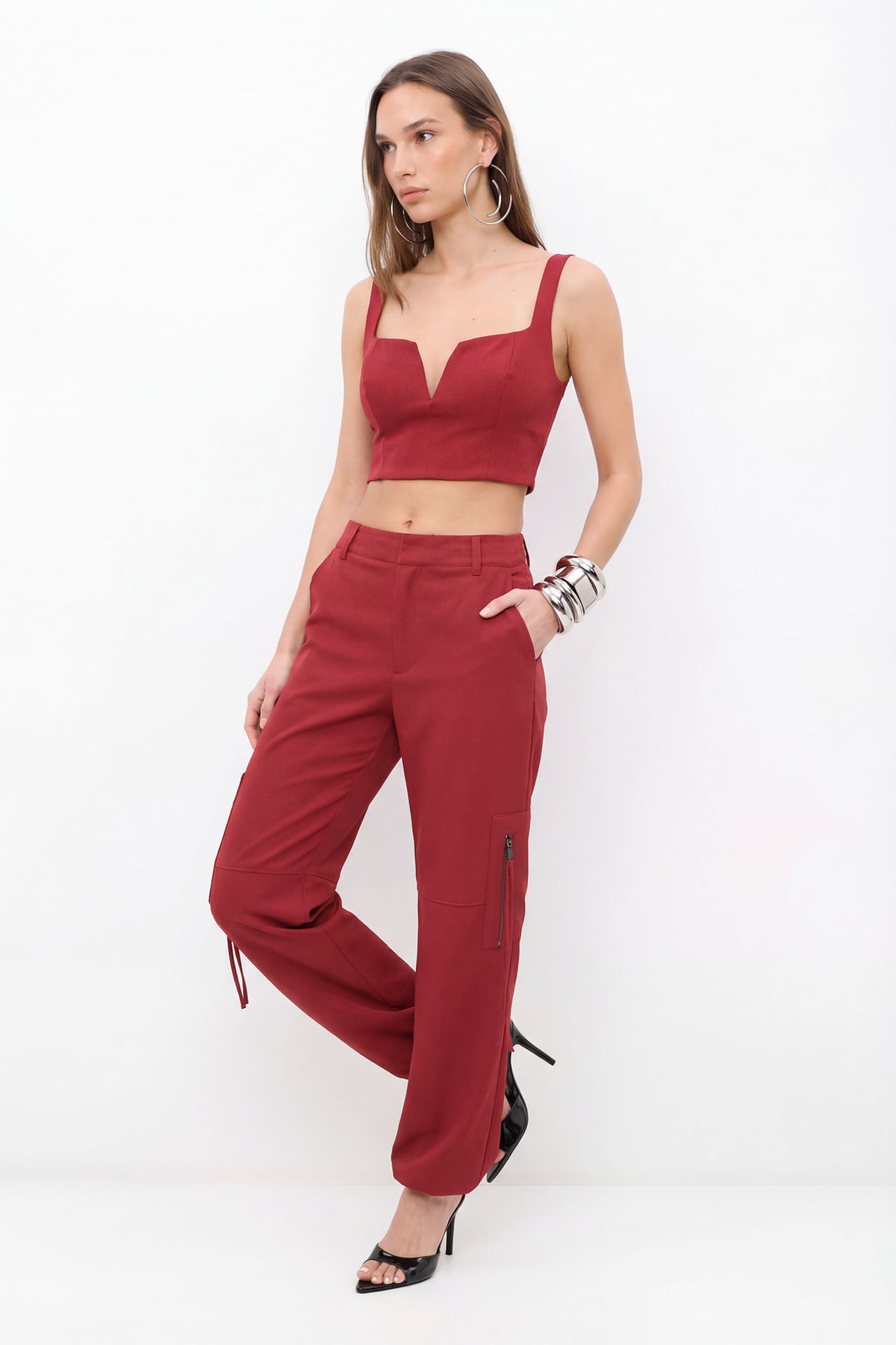 Top Decote V ACT Feminino Red Wine