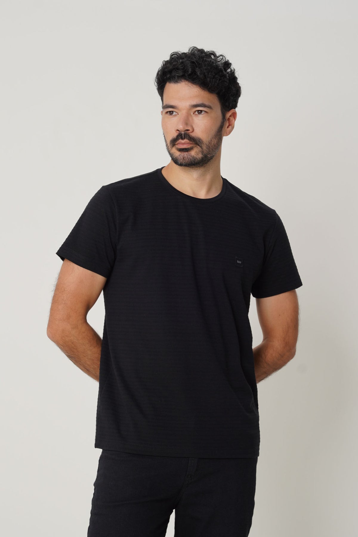 Camiseta Casual Masculina Acostamento Preto