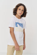 Camiseta Algodão Estampada Menino Acostamento Next Branco