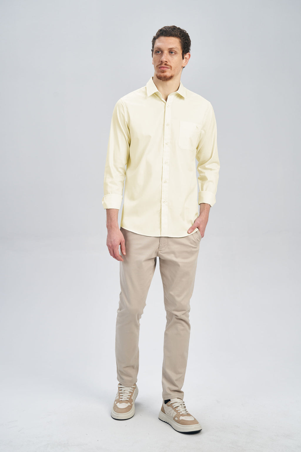 Camisa Manga Longa Scrivania Masculina Acostamento Amarelo