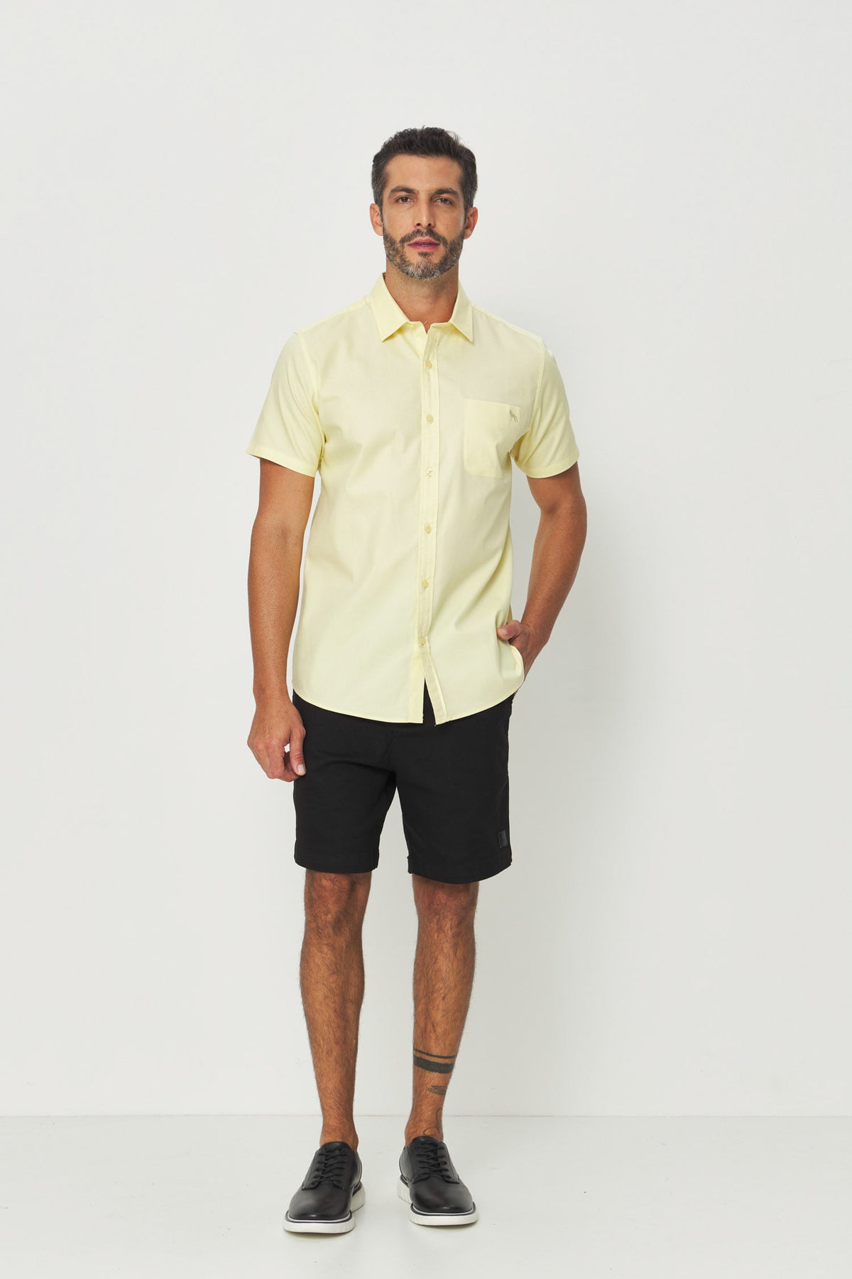 Bermuda Casual Versátil Masculina Acostamento Preto