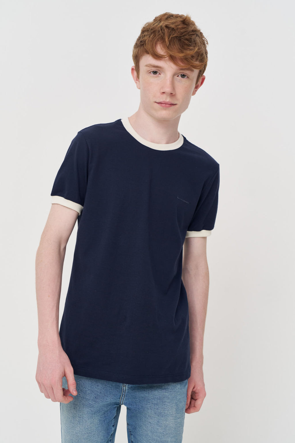 Camiseta Contrastante Menino Acostamento Next Marinho C/ Off White