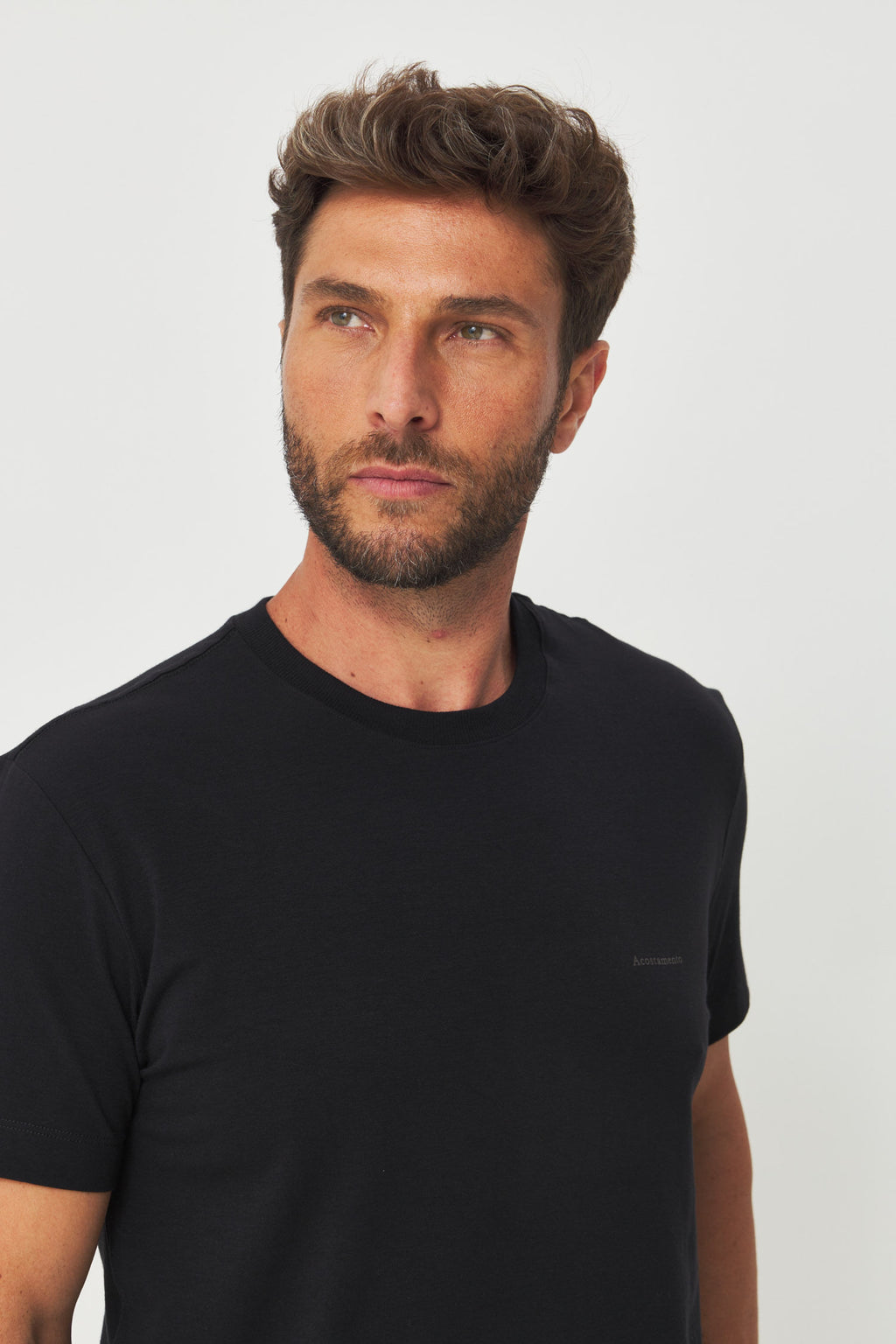 Camiseta Detalhe Minimalista Masculina Acostamento Preto