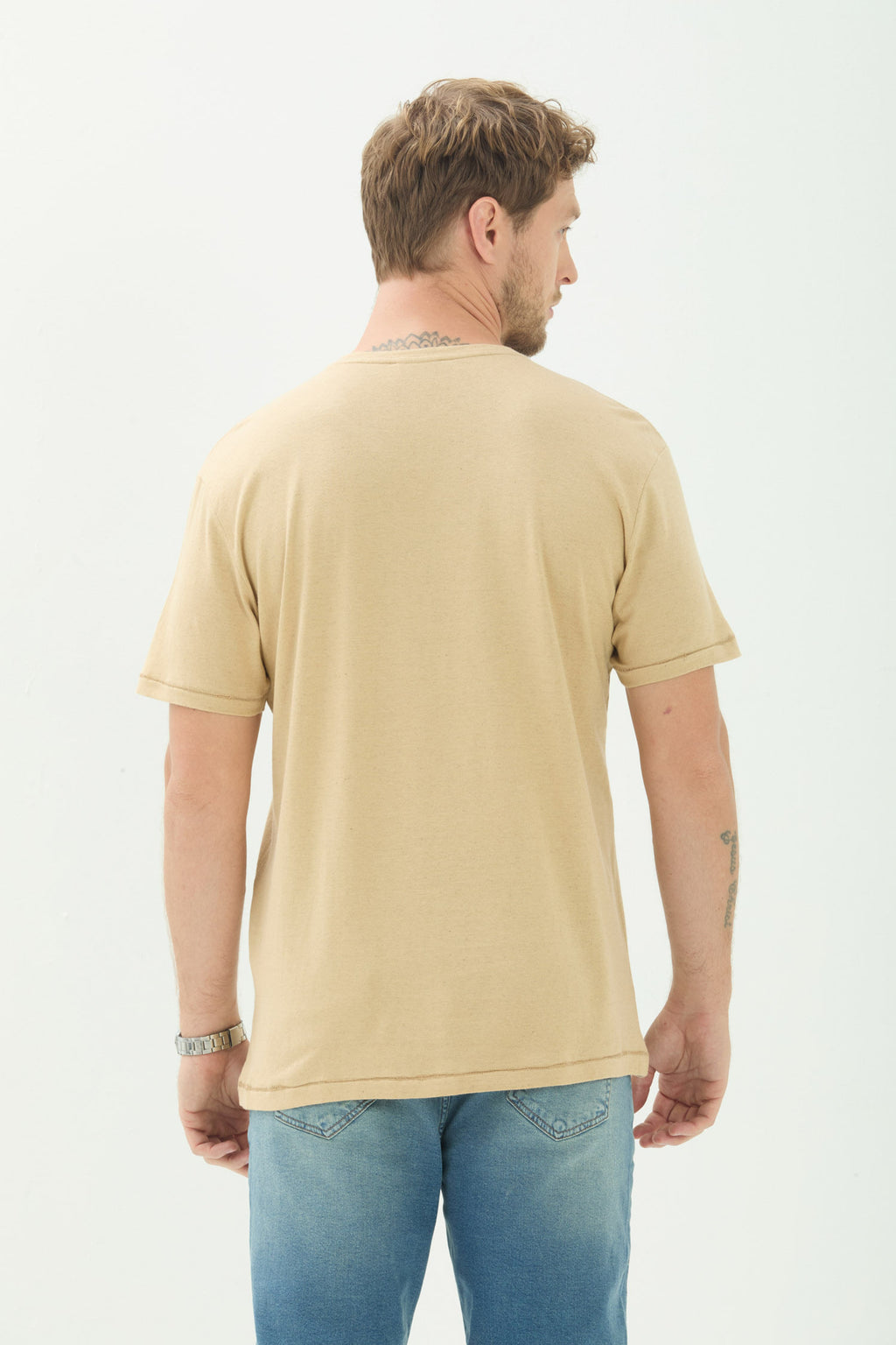 Camiseta Minimalista Masculina Acostamento Bege