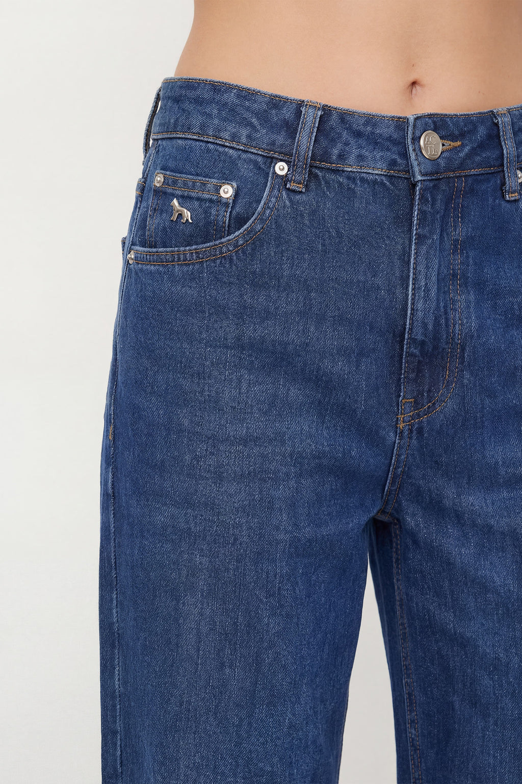 Calça Jeans Cintura Média Moderna ACT Feminina Jeans Escuro
