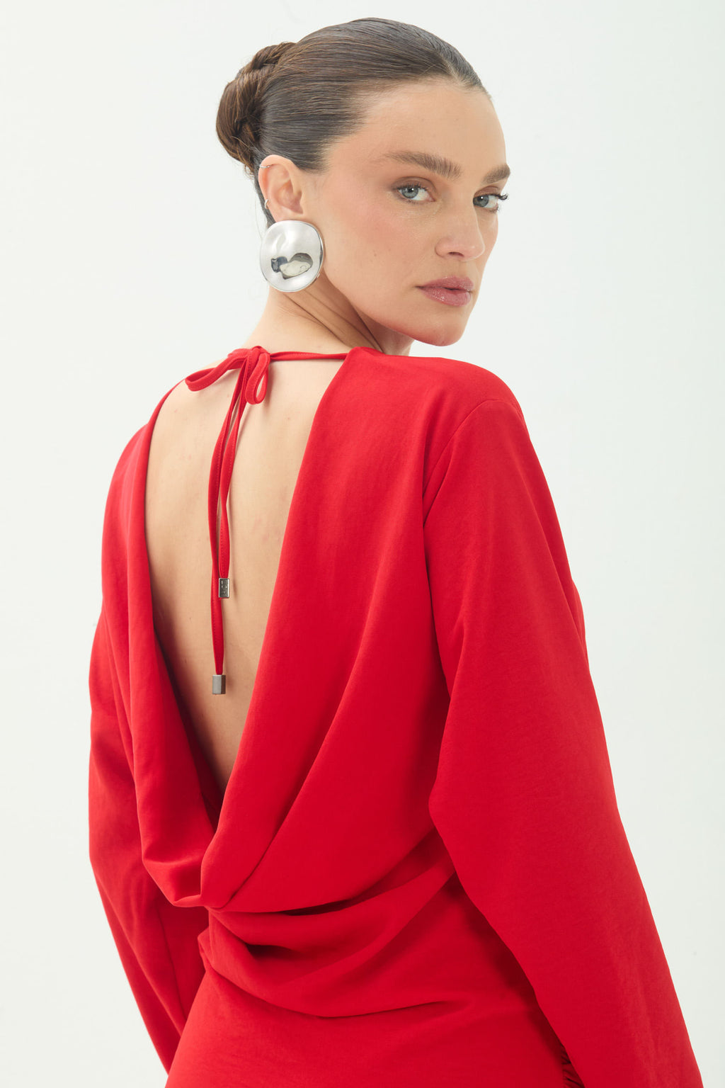 Vestido Curto Com Decote Costas ACT Feminino Red Velvet