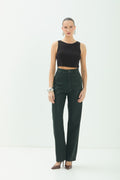 Calça Jeans Straight Cintura Alta ACT Feminina Deep Forest