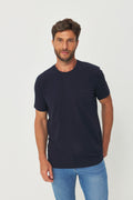 Camiseta Detalhe Minimalista Masculina Acostamento Marinho
