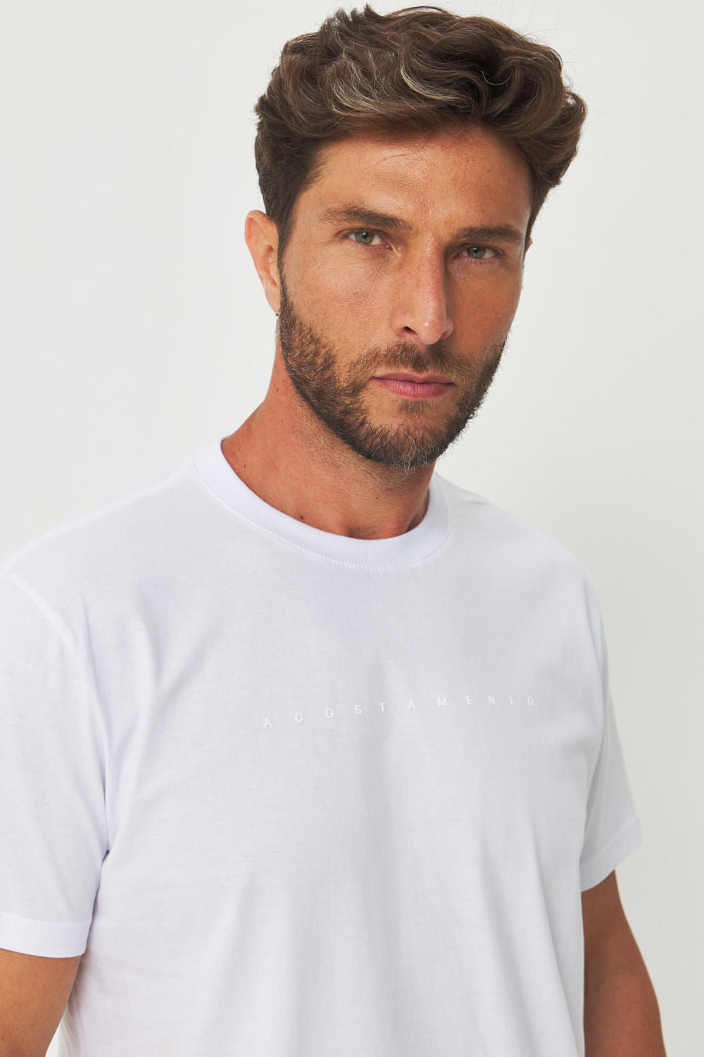 Camiseta Minimalista Masculina Acostamento Branco
