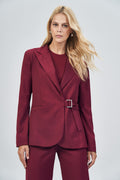 Blazer Alfaiataria Com Faixa Feminino Acostamento Berry