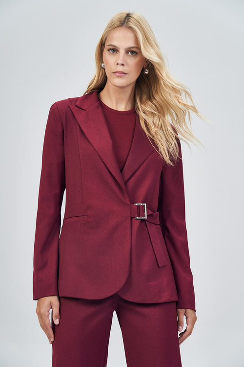 Blazer Alfaiataria Com Faixa Feminino Acostamento Berry