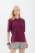 T-Shirt Básica Ampla ACT Feminina Deep Ruby