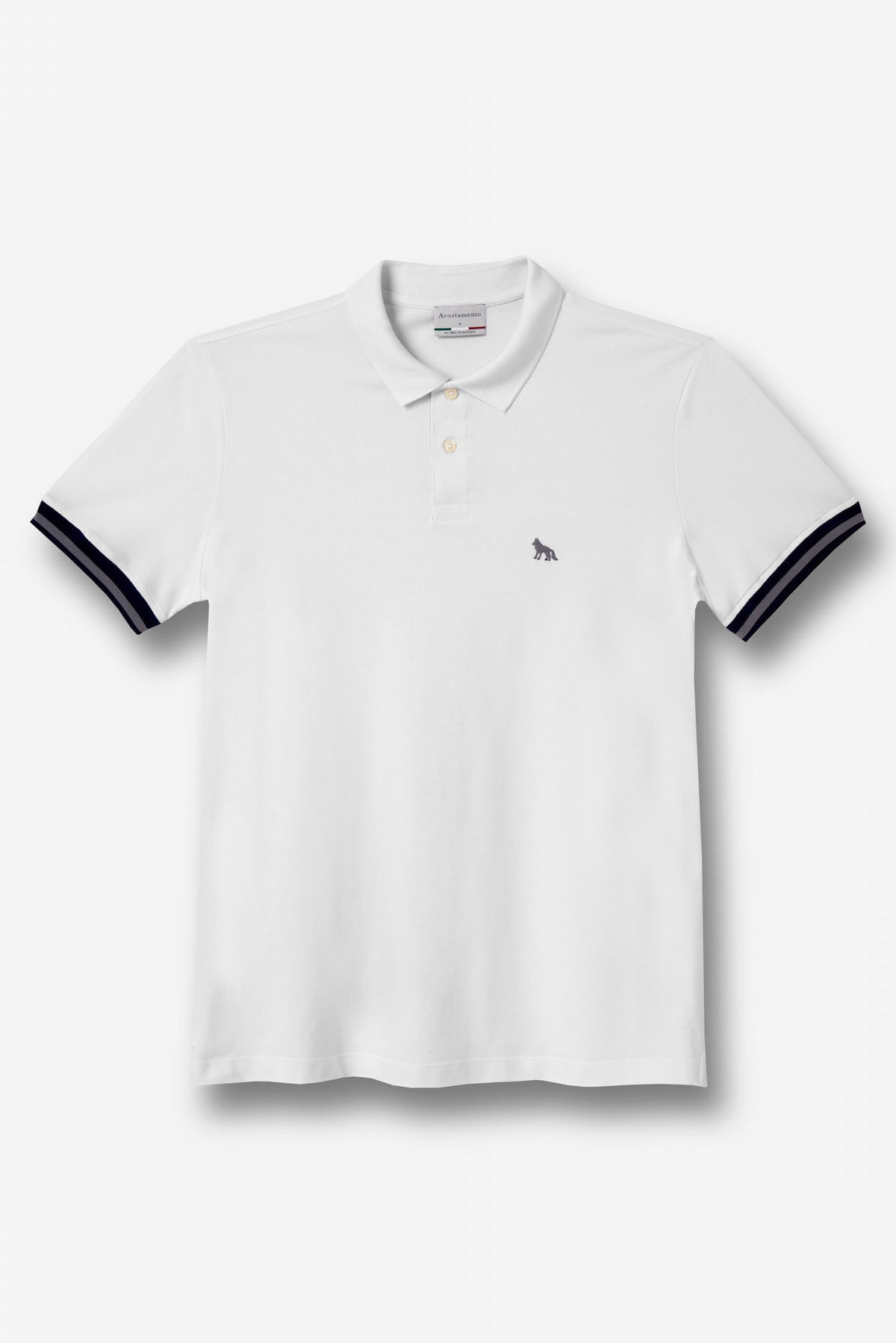 Polo Detalhe na Manga Masculina Acostamento Branco