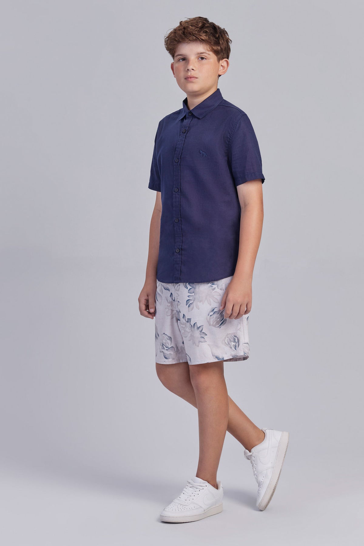 Camisa Casual Basic Young Menino Acostamento Marinho