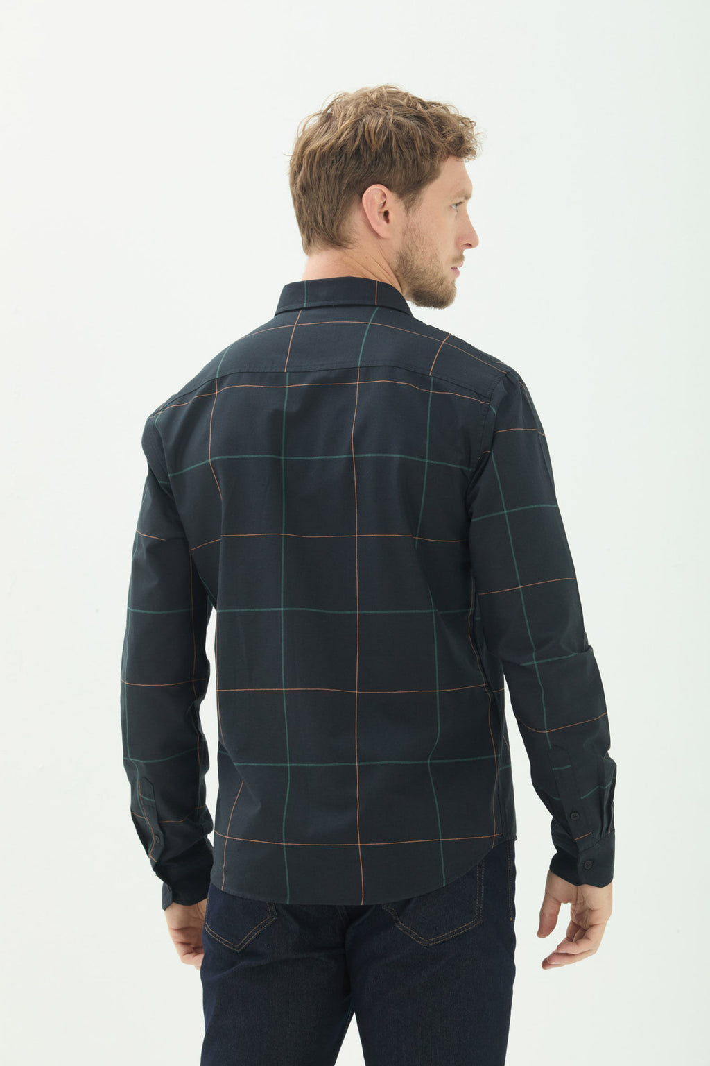 Camisa Xadrez Manga Longa Masculina Acostamento Xadrez Preto