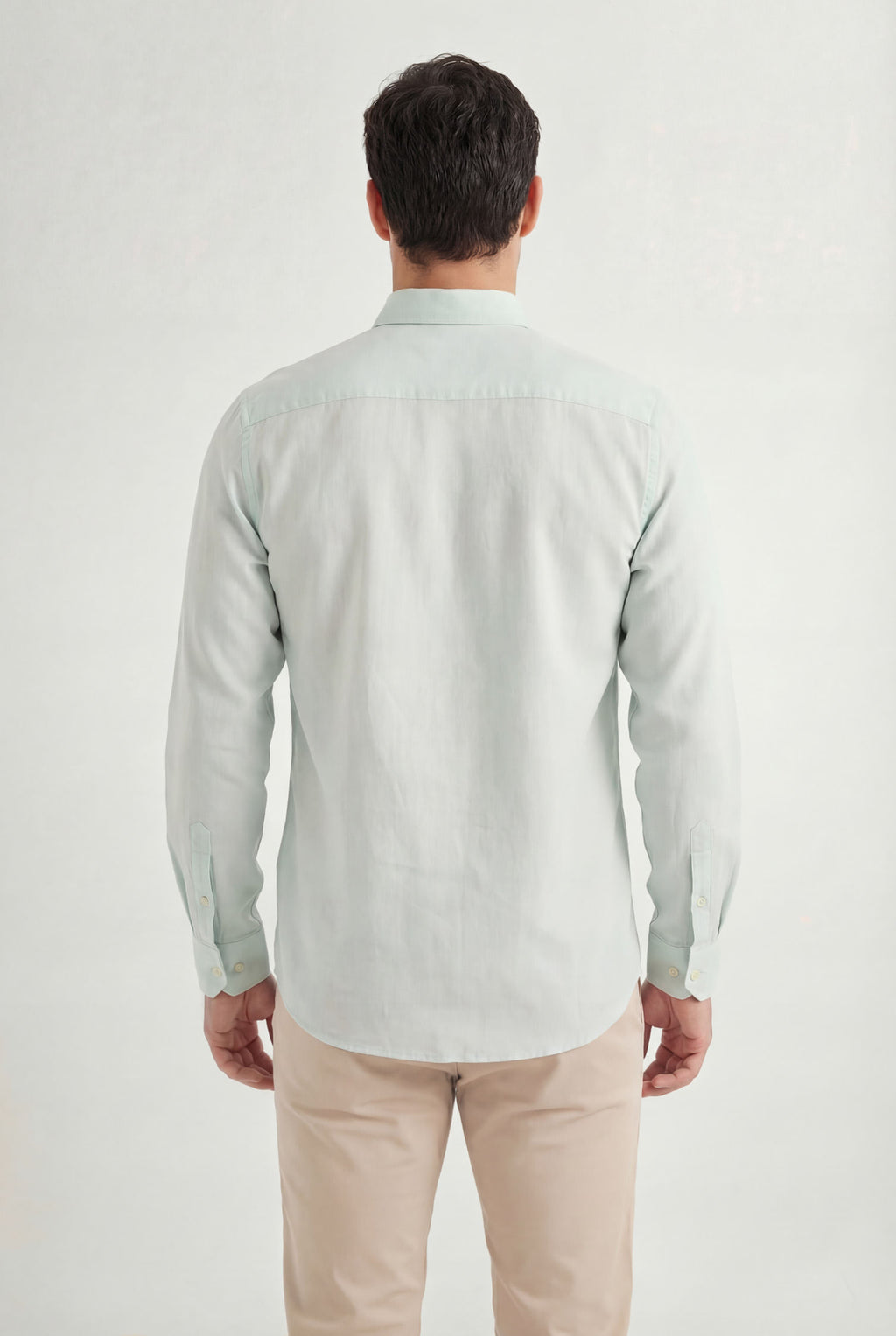 Camisa Manga Longa Casual Masculina Acostamento Verde
