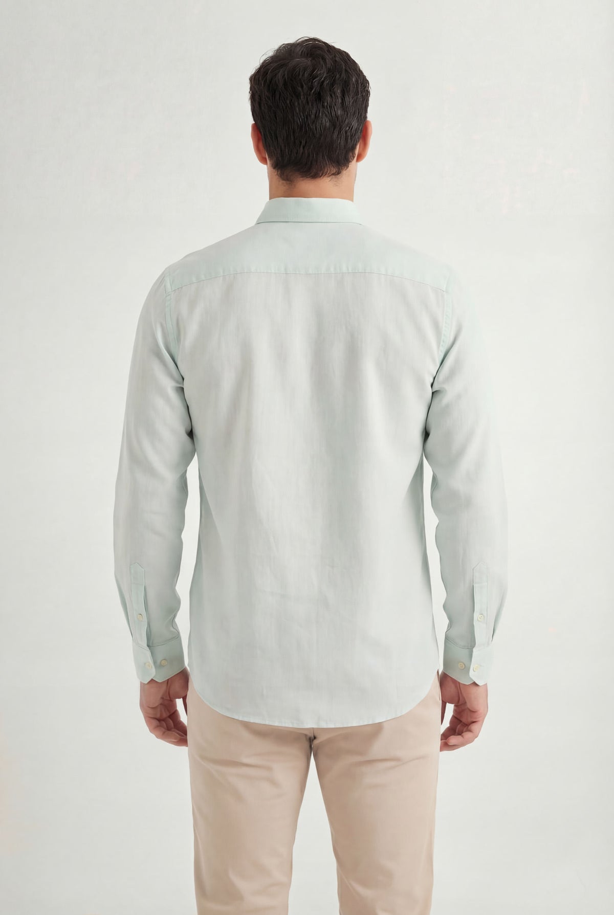 Camisa Manga Longa Casual Masculina Acostamento Verde