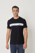 Camiseta Manga Curta Casual Masculina Acostamento Preto