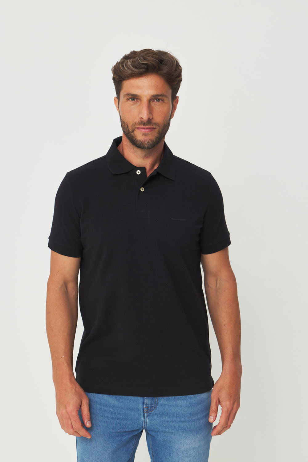 Polo Básica Essencial Masculino Acostamento Preto
