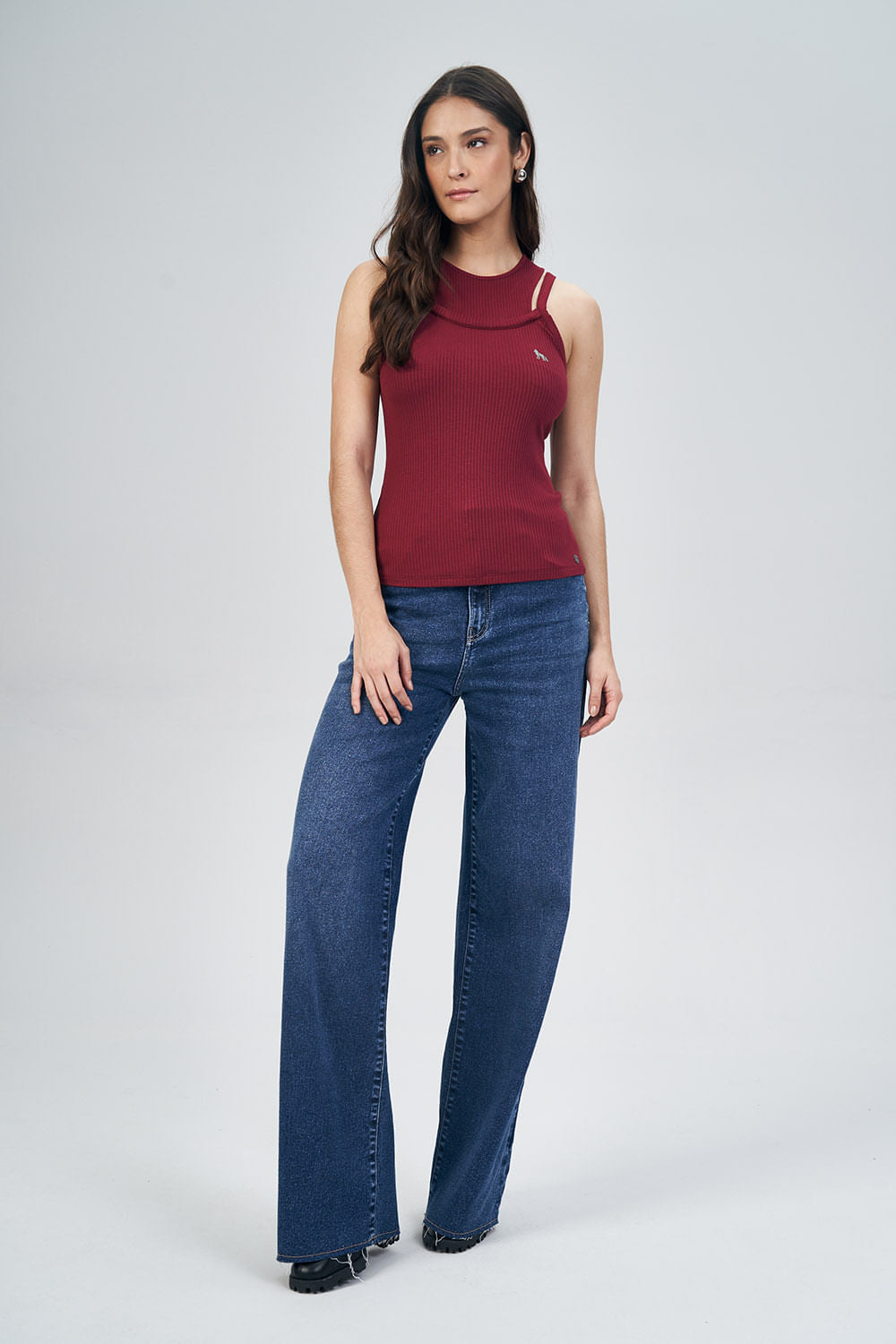 Regata Alças Detalhadas Feminina Acostamento Off White