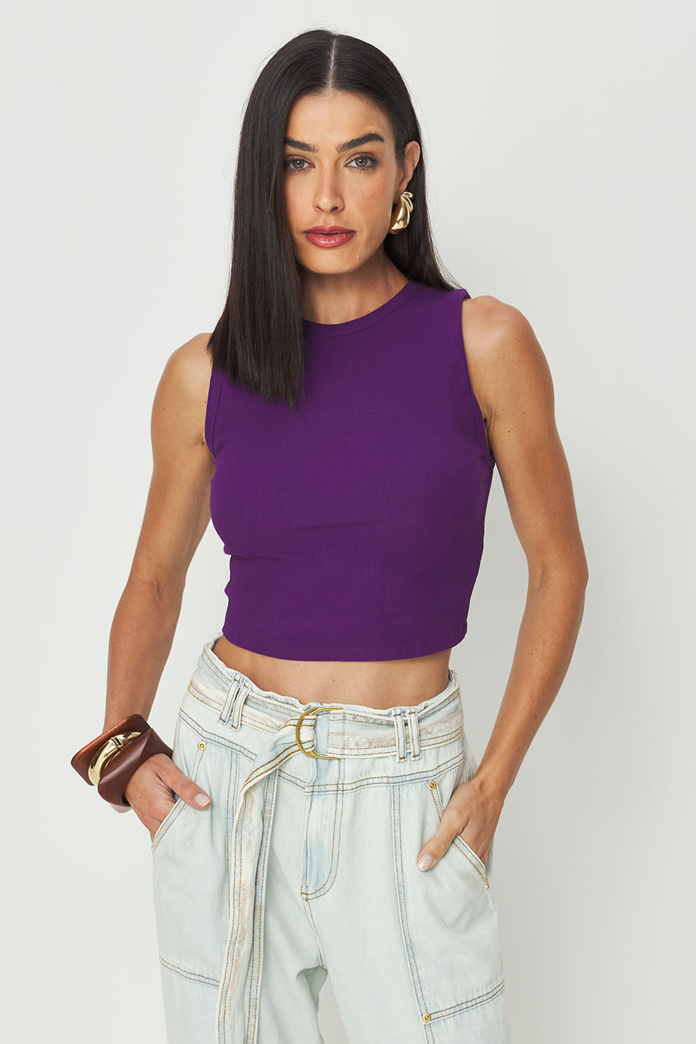 Regata Cropped Feminina Acostamento Purple