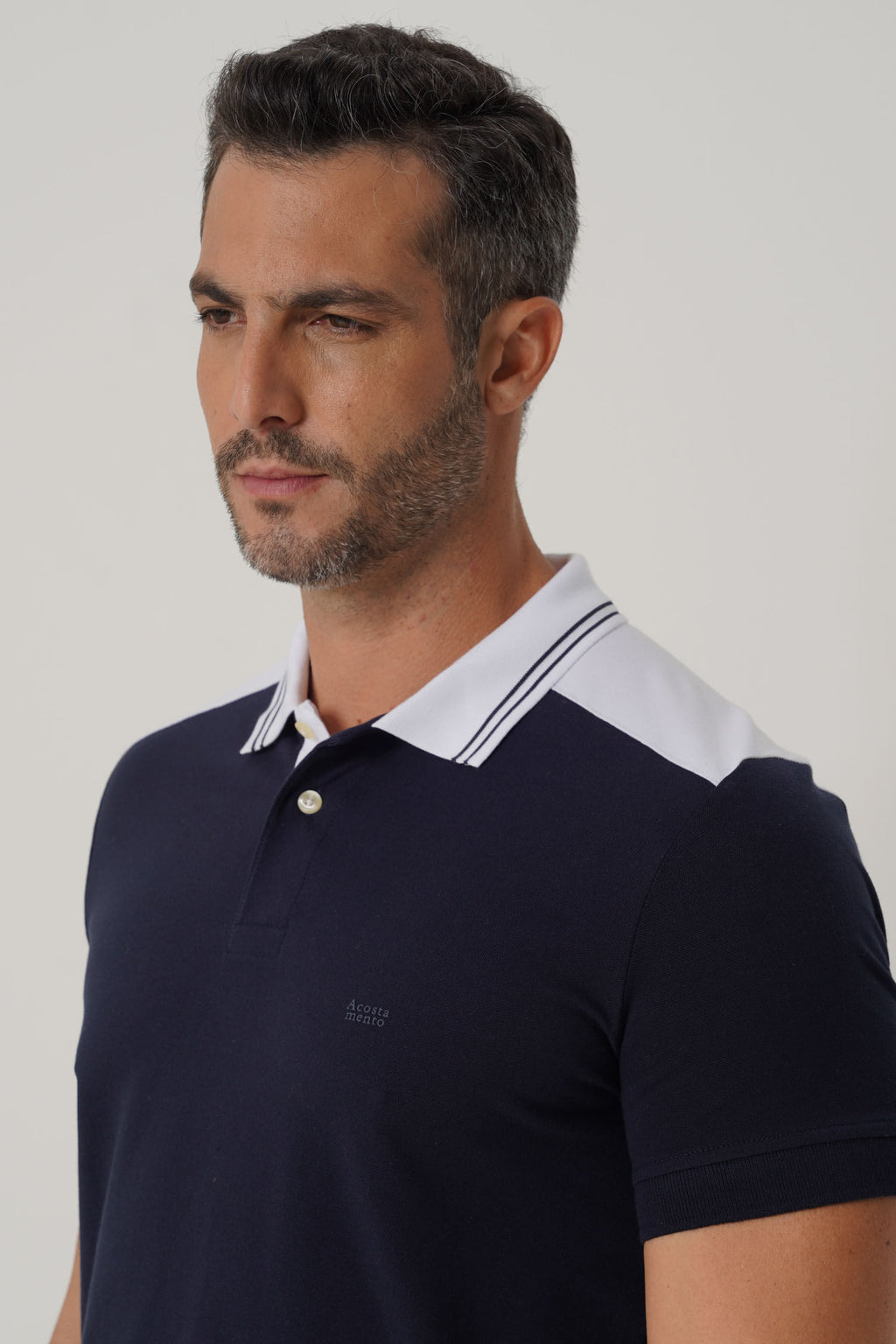 Polo Casual Estampada Masculina Acostamento Preto