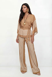 Calça Listrada Pantalona ACT Feminina Caramel Stripes Local