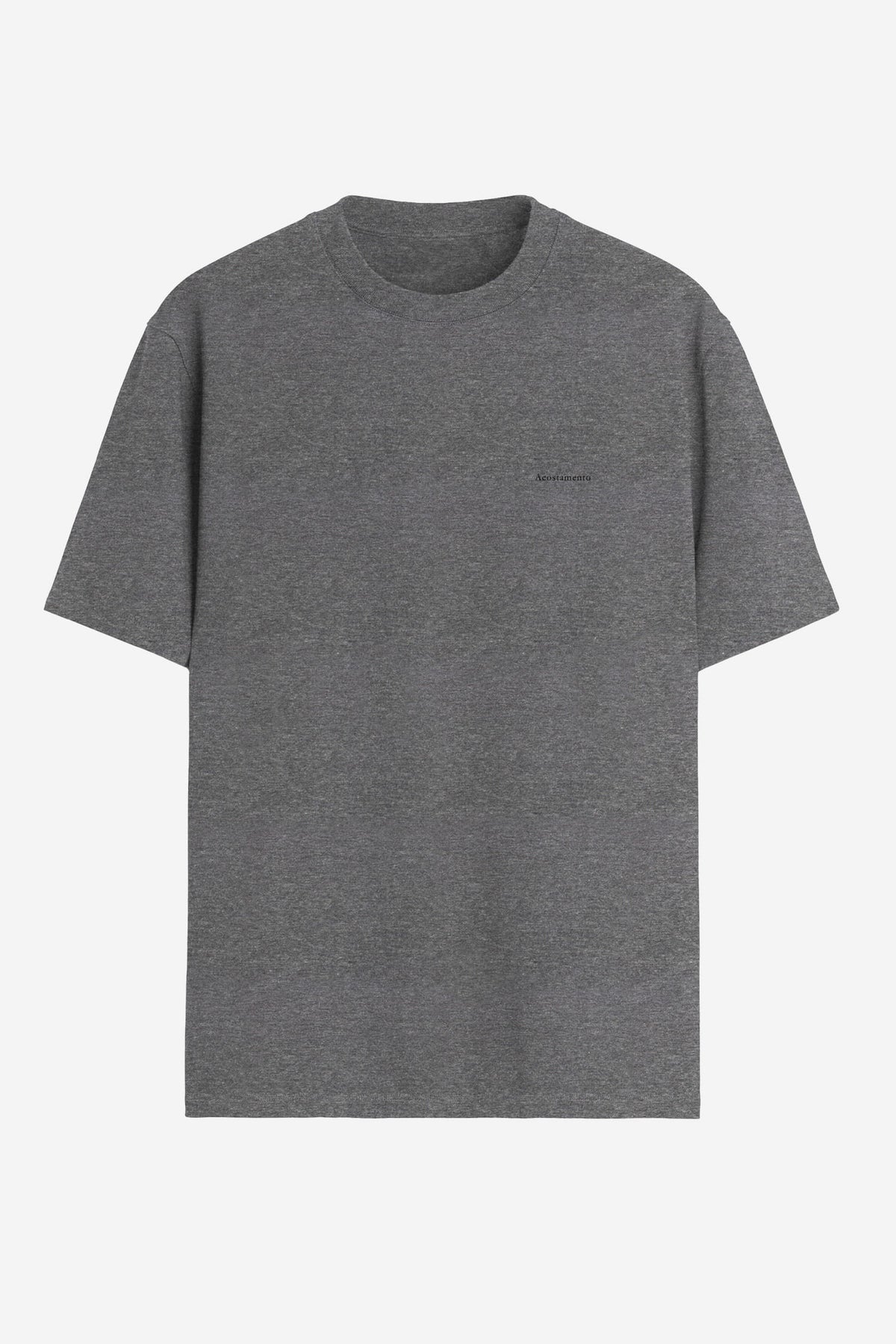 Camiseta Básica Silk Minimalista Masculina Acostamento Mescla Grafite