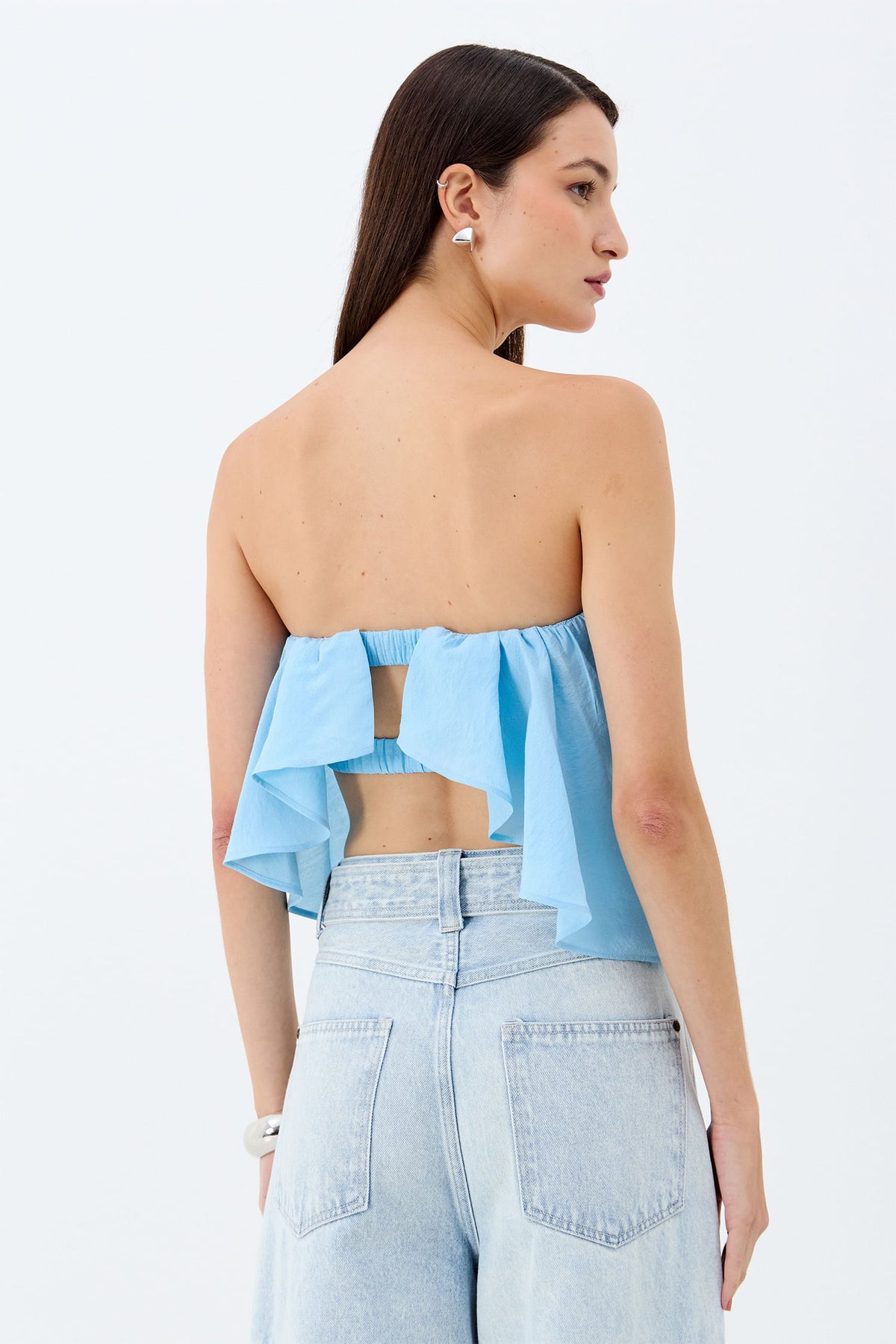 Blusa Assimétrica Sem Alça  ACT Feminino Clear Blue
