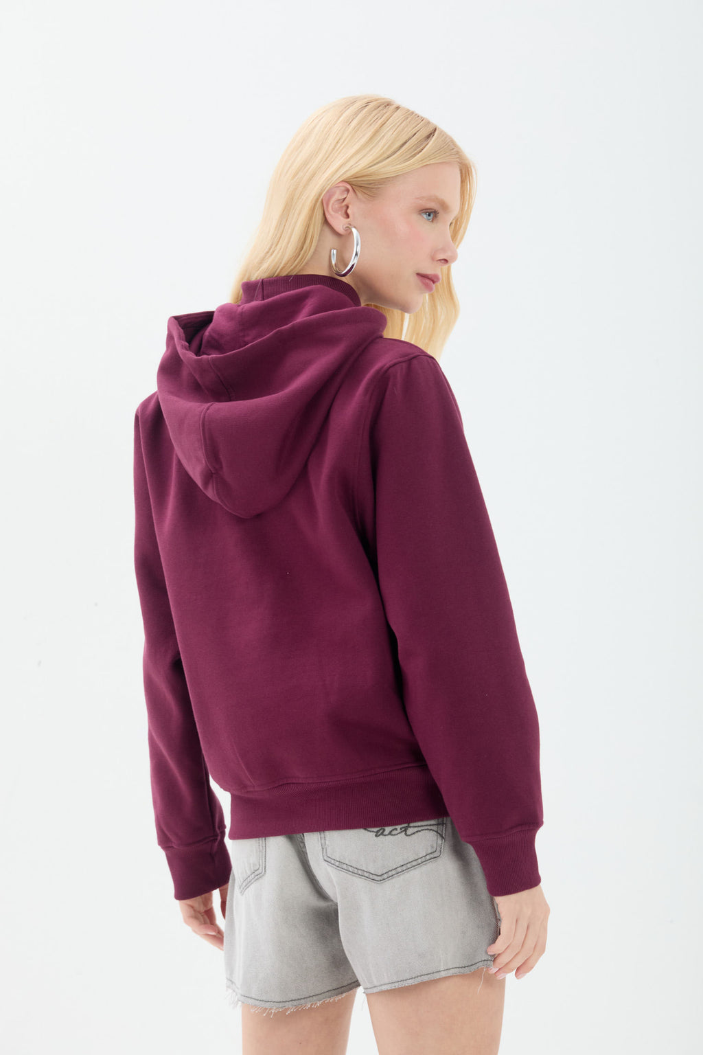 Blusão Moletom Shine Com Capuz ACT Feminino Deep Ruby