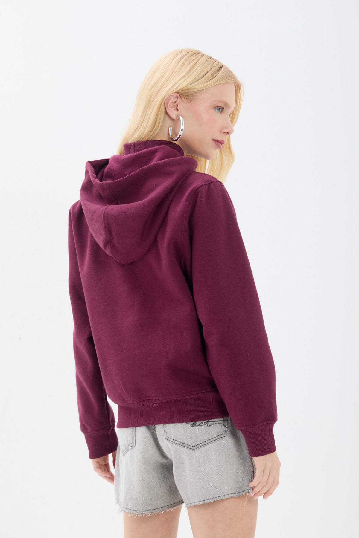 Blusão Moletom Shine Com Capuz ACT Feminino Deep Ruby
