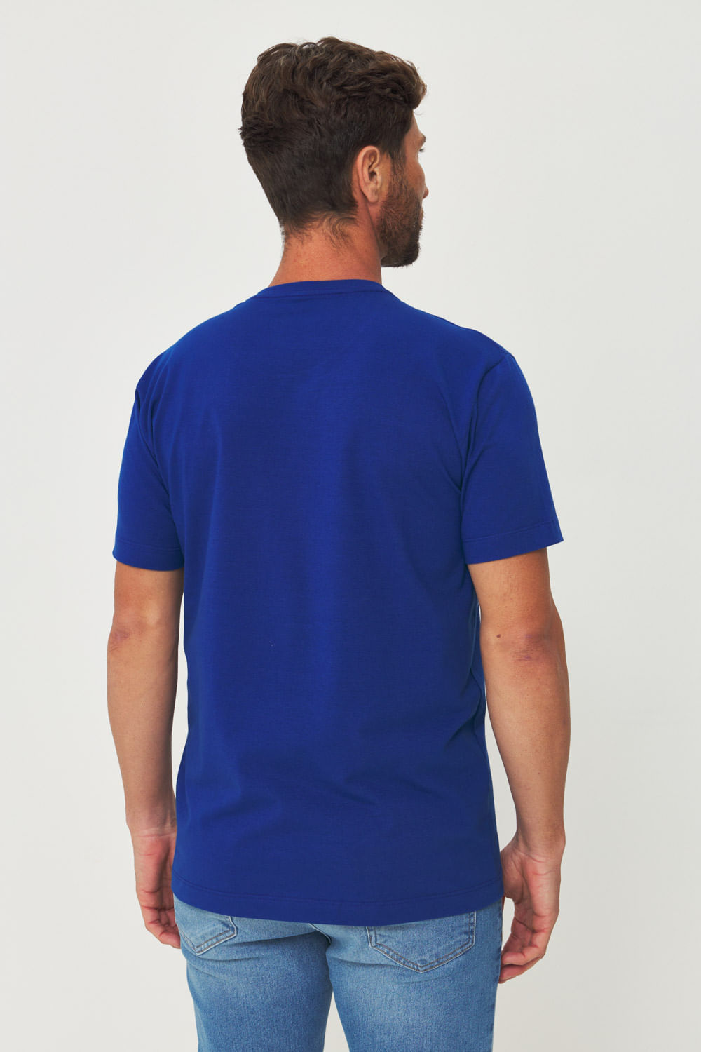 Camiseta Essential Lobo Masculina Acostamento Azul Zafira